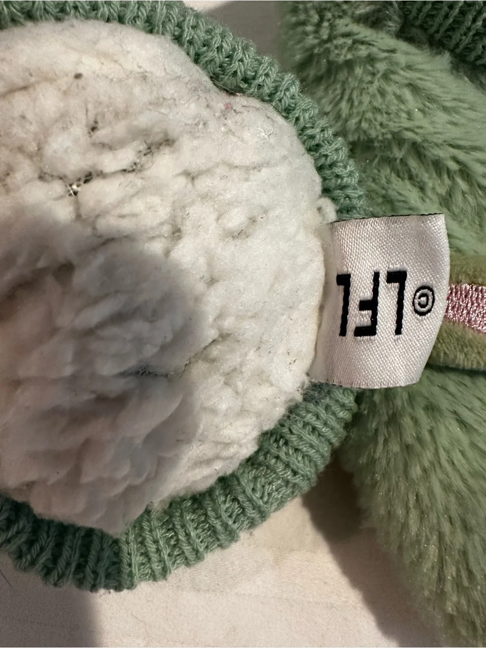 Baby Yoda LF Mint Green Plush Slip-On Slippers Socks with Knit Trim